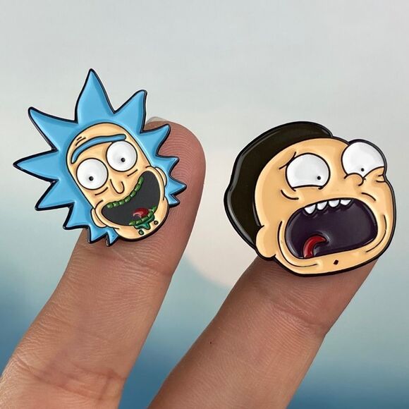 Rick and Morty Set Enamel Pin/ Brooch Lapel - Picture 1 of 6